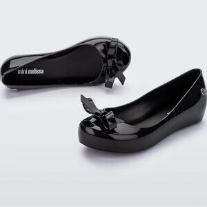Mini Melissa Women's Black Bow Flats